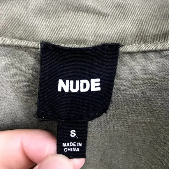 NUDE The Label Military Utility Field Jacket S Army Green Pockets Drawstring - Picture 3 of 6